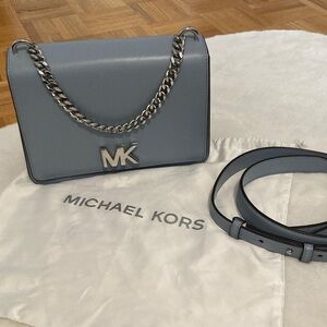 Michael Kors Mott cornflower  Blue chain Leather Crossbody